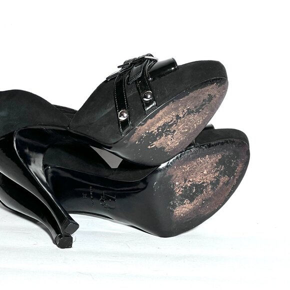 Dior by John Galliano 2003 Black Patent & Suede D'Orsay Platform Pump EU 38 US 8 - Picture 14 of 16